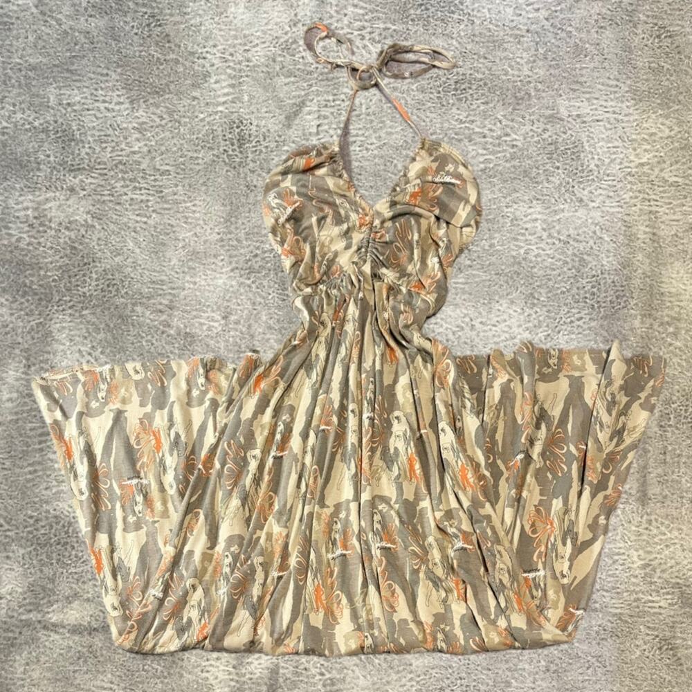 Apple Bottoms Camo Ruched Woman Graphic Maxi Dress